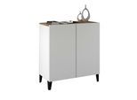 Aktenschrank HOME AFFAIRE "Sunrise Aktenschrank, Mehrzweckschrank, Büroschrank", weiß (weiß matt, ahorn), B:79,2cm H:92,5cm T:38cm, FSC-zertifizierter Holzwerkstoff, Schränke, Aktenschrank, mit 2 Türen & 2 Fӓchern, Breite 79,2 cm, Made in Italy