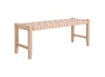 Livetastic Sitzbank, Natur, Holz, Leder, Echtleder, Rindleder, Mindiholz, massiv, 120x45x40 cm, Esszimmer, Bänke, Sitzbänke