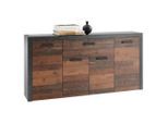 Mid.you Sideboard, Eiche, Dunkelgrau, Holzwerkstoff, 3 Fächer, 1 Schublade(n) Schubladen, 180x90x38 cm, Made in EU, Wohnzimmer, Kommoden & Sideboards, Sideboards