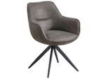 Carryhome Armlehnstuhl, Braun, Schwarz, Metall, Textil, Drehkreuz, 64x86x63 cm, Sitzfläche 360° drehbar, Esszimmer, Stühle, Esszimmerstühle, Armlehnenstühle