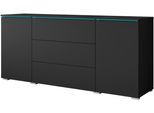 Sideboard HOME AFFAIRE "VERA, grifflos", schwarz (graphit schwarz matt), B:150cm H:67,9cm T:39,5cm, Sideboards, Sideboard, verstellbare Einlegeböden, Wahlweise mit oder ohne Beleuchtung