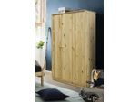 Kleiderschrank MÖBILIA, beige (natur), B:107cm H:175cm T:50cm, Massivholz, Schränke, Kleiderschrank, gefertigt aus massivem Kiefernholz