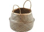 Aufbewahrungskorb LOCKER, schwarz, B:42cm H:48cm T:42cm, Geflecht Seegras, Aufbewahrungsboxen