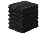 Gästehandtücher OTTO HOME "Juna, als Set und Serie erhältlich, 6 Gästetücher, 30x50cm", schwarz, B:30cm L:50cm, Walkfrottee, Obermaterial: 100% Baumwolle, Handtücher, 100% Baumwolle, mit Bordüre, Uni-Farben, weich