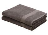 Strandtücher OTTO HOME "Juna, 2 Strandtücher 100x180, 100% Baumwolle, Set und als Serie", grau (anthrazit), B:100cm L:180cm, Walkfrottee, Obermaterial: 100% Baumwolle, Handtücher, Handtuch-Set, mit Bordüre, Handtücher in Uni-Farben, weich