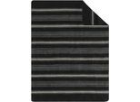 Wohndecke IBENA "Wohndecke Cartagena", schwarz, natur, B:150cm L:200cm, Baumwolle, Polyacryl, Polyester, Wohndecken, Wohndecke, in minimalistischem Streifendesign