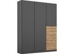 Schrank-Set RAUCH "Kleiderschrank Schrank Garderobe Wäscheschrank Ankleide ONTARIO", grau (graumetallic, eiche artisan), B:253cm H:197cm T:195cm, Holzwerkstoff, Kastenmöbel-Sets, mit 5 Schubladen in unterschiedlichen Größen MADE IN GERMANY