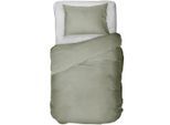 Bettwäsche KAYORI "Edo", grün (olive), B/L: 155cm x 220cm, 1 Stk., 1 Stk., Mako-Satin, B/L: 80cm x 80cm, 2 Stk., Mako-Satin, Obermaterial: 100% Baumwolle, Bettwäsche, Bettwäsche, 100% Mako Satin