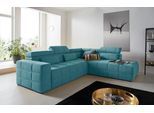 Ecksofa DOMO COLLECTION "BRANDON L-Form, auch in Leder", blau (türkis), B:275cm H:80cm T:228cm, Sofas, Ecksofa, inklusive Kopfteilverstellung, wahlweise mit Sitztiefenverstellung