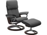 Relaxsessel STRESSLESS "Admiral", grau (grau batick), B:84cm H:100cm T:73cm, Leder BATICK: BATICK ist ein leicht korrigiertes, durchgefärbtes und genarbtes Möbelleder, bei dem die meisten Unebenheiten und Spuren in der Regel entfernt wurden., Sessel, Relaxsessel, mit Signature Base, Größe M & L, Gestell Wenge