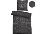 Bettwäsche BIBERNA Gr. 2, grau (anthrazit), B/L: 155cm x 220cm, Biber, B/L: 80cm x 80cm, 1 Stk., Biber, 100% Baumwolle, Bettwäsche, Bettwäsche