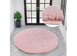 Teppich OTTO HOME "Viva rund" Gr. 9, rosa, H:45mm Ø:140cm, Kunstfaser, Teppiche, Teppich, Uni-Farben, einfarbig, besonders weich und kuschelig, Wohnzimmer