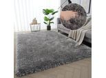 Hochflor-Teppich OTTO HOME "Micro exclusiv Teppich, sehr hoher Flor, weich durch Mikrofaser" Gr. 8, grau, B:300cm H:78mm L:400cm, Kunstfaser, Teppiche, sehr weich, flauschig, uni, Wohnzimmer, Schlafzimmer, Kinderzimmer