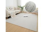 Teppich OTTO HOME "Jola Hoch-Tief-Design, Scandi-Look, Zen" Gr. 1, grau, B:60cm H:10mm L:90cm, Kunstfaser, Teppiche, Teppich, Boho, Modern, 3D, Wohnzimmer, Schlafzimmer, wasserabweisend