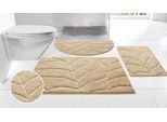 Badematte OTTO HOME "Epense, Badvorleger, Badezimmer Teppich, Duschmatte mit Blattstruktur" Gr. 1, beige, H:10mm, Polyester, Badematten, Badematte, Badteppich, Uni, Blätter, Hoch-Tief, verschiedene Farben und Größen