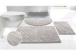 Badematte OTTO HOME "Louvres, Badvorleger, Badezimmer Teppich, Duschvorleger" Gr. 5, grau (hellgrau), H:10mm, Polyester, Badematten, Badematte, Badteppich, Uni Farben, Hoch-Tief Effekt, Boho-Style