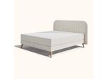 Emma Elite Boxspringbett V2 – Beige - 180x200cm - Kopfteil Streifen - Holzfüße
