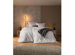 Bettwäsche ESTELLA "Valetta", grau (platin), B/L: 135cm x 200cm, 1 Stk., 1 Stk., Mako-Satin, B/L: 80cm x 80cm, 2 Stk., Mako-Satin, Obermaterial: 100% Baumwolle, Bettwäsche, Bettwäsche