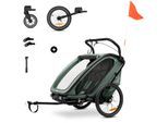 Fahrradkinderanhänger HAUCK "Bike N Walk Duo", Kinder, grün, Fahrradanhänger, für 2 Kinder, inkl. Deichsel