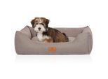 Knuffelwuff Hundebett Lotte aus Velours mit feinem Handwebcharakter hellgrau M-L