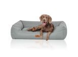 Knuffelwuff Hundebett Emma aus Velours mit feinem Handwebcharakter in Pastellfarben petrol XL
