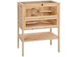 tectake® Kleintierkäfig, aus Holz, aufklappbares Dachgitter, 60 x 40 x 80 cm