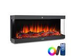 tectake® Elektro-Wandkamin, 2 Leistungsstufen mit 900 W und 1800 W, mehrere Farb-, Helligkeits- und Geschwindigkeitseinstellungen, mit Fernbedienung und App-Steuerung, integriertes Thermostat