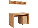 Büromöbel-Set OTTO HOME "Logo", beige (natur, eiche), B:120cm T:65cm, Arbeitsmöbel-Sets, Büromöbel-Set, passt in verschiedene Einrichtungsstile
