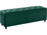 Bettbank HOME AFFAIRE "Relaxy", grün, B:100cm H:41,5cm T:40cm, Holzwerkstoff, Massivholz, Polyester, Sitzbänke, Bettbank, gesteppt, mit Staufach