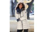 Steppjacke CASUAL LOOKS, Damen, Gr. 24, beige (ecru), 60% Polyester, 40% Polyamid, unifarben, Jacken Steppjacke