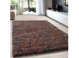 Hochflor-Teppich AYYILDIZ TEPPICHE "Enjoy Shaggy" Gr. 3, orange (terra), B:120cm H:50mm L:170cm, Kunstfaser, Teppiche, auch als Läufer, Shaggy, Langflor, meliert, Wohnzimmer