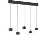 JUST LIGHT Pendelleuchte "BALLINI", schwarz, 5, Ø 10cm H: 67cm, 1 Stk., Leuchten, LED, Comfort Lift, dimmbar, Switchmo, Pendelleuchte