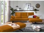 Ecksofa W.SCHILLIG "broadway, Designsofa mit tollem Sitzkomfort", gelb (brandy s37), B:291cm H:94cm T:164cm, Stoff S37 (100% Polyester): Luxus-Microfaser in Lederoptik, Sofas, Ecksofa, Sitztiefenverstellung, Kopfteil- & Seitenteilverstellung, Breite 291cm