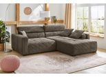 Ecksofa JOCKENHÖFER GRUPPE "Severino L-Form, B: 283 cm", grau (dunkelgrau), B:283cm T:123cm, Korpus: 95% Polyester, 5% Nylon;Kissen: 95% Polyester, 5% Nylon, Sofas, Ecksofa, mit Kopfteilverstellung & Zierkissen, im Big-Sofa-Style