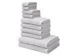 Handtuch Set OTTO HOME "Regona, als 10 tlg Set und Serie, Premium Handtücher, 500 gr/m²", grau (hellgrau), 10 Stk., Frottier, Frottier, Obermaterial: 100% Baumwolle, Handtuch-Sets, Handtuch Set, Duschtücher, Handtücher, Gästetücher, Seiftücher, 5 Jahre Garantie