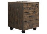 Container VCM "Holz Rollcontainer Büromöbel 3 Schubladen Baula L", braun (eiche vintage), B:40cm T:44cm, Obermaterial: 100% Holz Wood., Schränke, Container