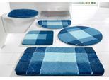 Badematte OTTO HOME "Pia, Badvorleger, Badezimmer Teppich" Gr. 6, blau, H:20mm, Polyester, Badematten, Badematte, Badteppich, karierte Badematten, rechteckig, rund & als 3-tlg. Set