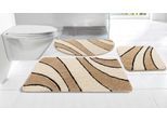 Badematte OTTO HOME "Anna, Badvorleger, Badezimmer Teppich" Gr. 12, sand, natur, H:16mm, Polyester, Badematten, Badematte, Badteppich, Hoch Tief Effekt, Modern, Weich, Wellen