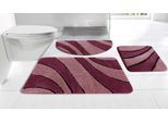Badematte OTTO HOME "Anna, Badvorleger, Badezimmer Teppich" Gr. 8, rot (bordeaux, beere), H:16mm, Polyester, Badematten, Badematte, Badteppich, Hoch Tief Effekt, Modern, Weich, Wellen