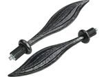 Gardinenstangen-Endstück LIEDECO "Endstück, Endknopf Blatt "Esperanca" für 16 mm Stangen" Gr. 1, silber (silberfarben, schwarz), H:3cm L:14,7cm, Gardinenstangenendstücke, Gardinenstangen-Endstück, Endstück, Endknopf