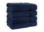Handtuch Set HAMMETEX "4er Set Handtücher 50x100 cm, 100% Baumwolle, Weich & Saugstark", blau (dunkelblau), B:50cm L:100cm, Frottier, Baumwolle, Handtücher, Handtuch Set, mit Bordüre, einfarbig, weich