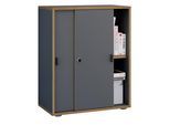 Aktenschrank VCM "Büroschrank Aktenschrank Schiebetüren Salia 2fach", schwarz (anthrazit), B:60cm T:37cm, Obermaterial: 100% Holz Wood., Schränke, Aktenschrank