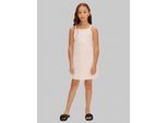 Trägerkleid CALVIN KLEIN JEANS "STRAP PUNTO DRESS", Mädchen, Gr. 8 (128), N-Gr, pearl, Web, Obermaterial: 66% Viskose, 30% Polyamid, 4% Elasthan, unifarben, regular fit kurz, tiefer Rundhals, Kleider Trägerkleid, Regular fit für Kinder mit Markenprint