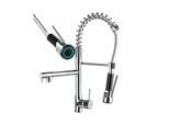 tectake® Küchenarmatur, Hochdruck, 360° drehbar, Wasserhahn, Spiralfeder mit ausziehbarer Brause, inklusive 2 Anschlussschläuche