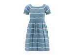 Druckkleid HAPPY GIRLS, Mädchen, Gr. 170, N-Gr, dove blau, Crêpe, Obermaterial: 100% Viskose. Futter: 100% Baumwolle, bedruckt, gestreift, Basic ca. Mitte Wade, eckiger Ausschnitt, Puffärmel,Raglanärmel gesmokt, Kleider Druckkleid, mit gesmoktem Oberteil