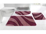 Badematte OTTO HOME "Anna, Badvorleger, Badezimmer Teppich" Gr. 12, bordeaux, beere, H:16mm, Polyester, Badematten, Badematte, Badteppich, Hoch Tief Effekt, Modern, Weich, Wellen