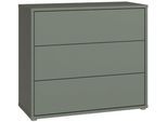 Kommode FORTE "Alice Springs, Kommode, 3 Schubkästen B/H/T 94,8/83,1/41,5", salbei, B:94,8cm H:83,1cm T:41,5cm, Holzwerkstoff, Sideboards, Kommode, Schubkästen mit Vollauszug, grifflos,Push to open