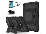 Für Samsung Galaxy Tab A11 Plus Silikon Hybrid PC Holder Hülle Schwarz