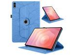 Für Samsung Galaxy Tab S11 Ultra 360 Grad Baum Kunstleder Tasche Blau