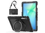 Für Samsung Galaxy Tab S10 FE Plus Griff & Schultergurt Hülle Schwarz